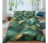 RNDKAUUIE Gold Leaves 3D Duvet Cover Leaf Comforter for Kids Boys Girls Teens - Hypoallergenic Microfiber Bedding Quilt Cover 3Pcs Bedspread With Pillowcase King (220x240cm)
