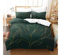 RNDKAUUIE Gold Leaves 3D Printed Duvet Cover 3 Pieces Microfibrer Soft Leaf Quilt Covers Easy Care Hotel Quality Bedding Sets Hotel Quality with Pillowcase Super King（260x220cm）
