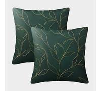 RNDKAUUIE Gold Leaves Cushion Covers Pillow Cases Decorative Throw Pillow Covers Polyester Golden Leaves Pillowcases for Sofa Garden Outdoor Home Decor Set of 2 45x45cm