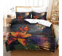 RNDKAUUIE Magical Butterfly 3D Printed Bedding Sets Lightweight Easy Care Microfibre Soft Butterfly Comforter Cover with Pillowcase 3-Piece Shams for All Seasons Single（140x200cm）