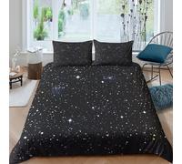 RNDKAUUIE Moon Stars 3D Printed Bedding Sets Lightweight Easy Care Microfibre Soft Stars And Moon Comforter Cover with Pillow Shams 3 Pieces Shams for All Seasons King（220x240cm）