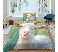 RNDKAUUIE Painted Goat 3D Printed Duvet Cover 2 Pieces Microfibrer Soft Goat Quilt Covers Easy Care Hotel Quality Bedding Sets Hotel Quality with Pillowcase Single(135x200cm)