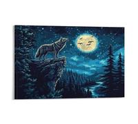 RNDKAUUIE Wolf Poster Artwork Canvas Prints Picture Modern Canvas Wall Art Picture Wall Hanging for Bedroom Living Room Decor 20x30inch(50x75cm)