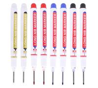 Rnemitery 8 Pcs Long Nib Marker Pen, Waterproof Construction Marker Pens with 20mm Extended Tip, Permanent Tracer Pens for Deep Hole Marking on Wood Metal Glass Plastic, Builder Carpenter DIY Set