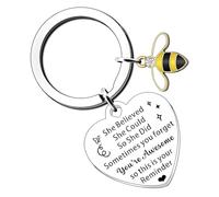 Rnemitery Inspirational Keyring For Women, Graduation Keyring, She Believed She Could So She Did, Gift with Shiny Stainless Steel Bee Charm for Congratulation Gifts Proud of You Gifts for Her