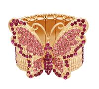 rneyflow Elegant Wedding Bridal Austrian Crystal Butterfly Shaped Stretch Bangle Elastic Brides Bridesmaid Bracelet Jewelry for Women, Large, Alloy, crystal