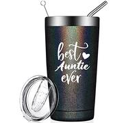 RNFENQS Best Auntie Ever Tumbler Aunt Gifts from Niece Nephew, 20 OZ Travel Coffee Mug Christmas Birthday Tumbler Cup for Women Aunty Aunt to be
