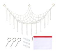 RNFKSU 1 Toy Storage Net With Hook, 1 Red Building Block Drawstring Storage Bag, Children'S Bedside Hanging Net Pocket, Small Object Storage Bag.