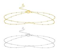 RNFKSU 2 Golden Waist Chains, Double-Layer Body Chains, Ladies Decorative Accessories, Adjustable Design, Waterproof Metal Chains.