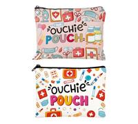 RNFKSU 2 Medical Theme Storage Bags, Bright Patterns, First Aid Kit, Portable Storage, Medicine Storage Bag (Pink, White).