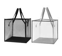 RNFKSU 2-Piece Square Folding Dirty Laundry Basket, Large-Capacity Portable Storage Bag, Bathroom Mesh Pop-Up Laundry Basket, Suitable For Laundry Room, Toy Room (Black, Gray).