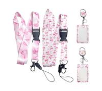 RNFKSU 2 Pieces Of Card Pendant, Bow Pattern, Retractable Id Buckle, Detachable Lanyard, For Office Students.