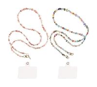 RNFKSU 2 Pieces Of Colored Crystal Mobile Phone Chains And 2 Transparent Gaskets, Exquisite And Sweet Lanyard, Key Card Holder Anti-Lost Hanging Neck, Beautifully Decorated Bracelet.