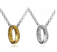 RNFKSU 2 Rings, Pendant Necklace, Simple Plain Circle, Smooth Surface, All-Match Clavicle Chain, Ladies Accessories (Gold, Silver).