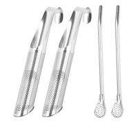 RNFKSU 2 Tea Strainer And 2 Straw Spoons, Stainless Steel Tea Drain, Tea Brewing Device, Tea Set Accessories.