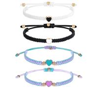 RNFKSU 4 Pieces Of Love Braided Hand Ropes, Adjustable Couple Bracelets, The Best Friendship Gift, Suitable For Girlfriends, Friends, And Girlfriends.