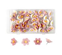 RNFKSU 50 Pieces Of Three-Dimensional Flower Pushpins, Creative Petal Tacks, Cork Board Pushpins, Suitable For Photo Walls, Message Boards, Bulletin Boards.