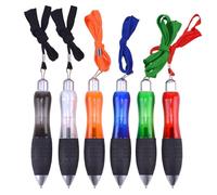 RNFKSU 6 Press Ballpoint Pens, Bold Grip For Comfortable Writing, Hanging Neck To Carry Anti-Lost, Suitable For Student Office, Conference Publicity Writing (Multi-Color).
