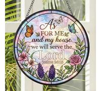 Rngmsi Bible Verse Stained Glass Sun Catcher 8 Inch Window Religious Decor