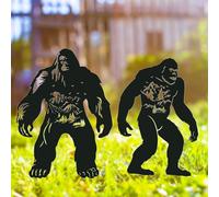 Rngmsi Bigfoot Yard Art Decor Outside, 2PCS Metal Big Foot Decorative Garden Stakes, Silhouette Statues Ornaments Gifts for Outdoor Patio Lawn