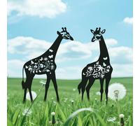 Rngmsi Giraffe Metal Garden Stakes Gifts for Women Men, 2PCS Decorative Giraffe Silhouette Statues Decor, Outside Outdoor Decor Yard Art Patio Lawn Ornaments