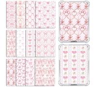 Rngmsi Insert Cardstock for Clear Case - 12 Pcs Coquete Bow Cardstock Inserts Compatible with Kindle Paperwhite 11th-12th, 6.9"X4.8" Aesthetic Papers for E-Reader Clear Back Cover Book Lover Gift