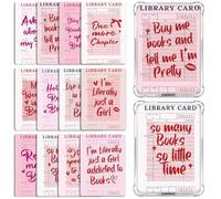 Rngmsi Insert Cardstock for Clear Case - 12 Pcs Library Card Cardstock Inserts Compatible with Kindle Paperwhite 11th-12th, 6.9"X4.8" Pink Bookish Papers for E-Reader Clear Back Cover Accessories