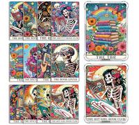 Rngmsi Insert Cardstock for Clear Case - 12 Pcs Tarot Skeleton Cardstock Inserts Compatible with Kindle Paperwhite 11th-12th, 6.9"X4.8" Skull Flower Papers for E-Reader Clear Back Cover Accessories