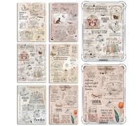 Rngmsi Insert Cardstock for Clear Case - 6 Pcs Vintage Reading Books Cardstock Inserts Compatible with Kindle Paperwhite 11th-12th, 6.9"X4.8" Boho Papers for E-Reader Clear Back Cover Accessories