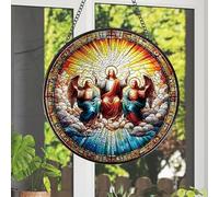 Rngmsi Jesus Stained Glass Window Hanging, 7.8" Christian Gift Sun Catchers Indoor Window Decor, Suncatchers for Windows Hanging Christmas Religious Catholic Gifts for Women Faith