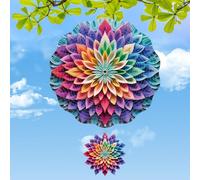 Rngmsi Mandala Wind Spinner Outdoor, Wind Spinners 3D Frosted Hanging for Patio Lawn and Garden, Mandala Hanging Wind Gifts for Women Mom Grandma Men (12 X 12 Inches)