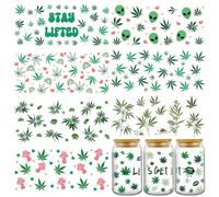 Rngmsi UV DTF Cup Wrap - 8 Sheets Weed UV DTF Cup Wraps for 16 oz 420 Uvdtf Cup Wraps Waterproof UV DTF Wraps for Glass Cups DIY Wood Crafts