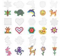 RNHDLY 15 Pieces Fuse Beads Pegboards 5mm Fuse Beads Boards, Clear Animal Shape Bead Pegboard with 15 Pattern Template Paper Cards for Kids Adults DIY Handcraft