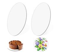 RNHDLY 2Pcs Round Cake Board 8 Inch Cake Board, Round Acrylic Cake Base Board, Circle Clear Acrylic Sheets with Protective Film for Making Cake Boards, DIY Painting Christmas Decorations