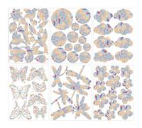 RNHDLY Prism Window Stickers for Bird Strikes Anti 62 Pieces Suncatcher Stickers, Rainbow Window Film, Window Stickers to Deter Birds, Anti Collision Window Stickers for Stops Birds Flying in Windows