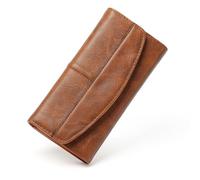 RNIEGA Womens Wallet Large Capacity Leather RFID Blocking Wallets for Women Clutch Credit Card Holder with Zipper Pocket, 1A-Light Brown, Modern