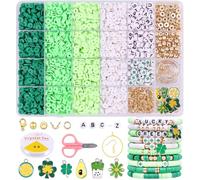 Rnigra 3500PCS Green Clay Beads Bracelet Making Kit, Friendship Bracelet Making Kit, Kids Bracelet Making Kit, Clay Bead Set for Necklace DIY Crafts Gift