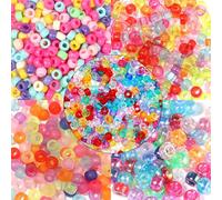 Rnigra 500PCS Coloured Bracelet Beads, 5 Colors 6x9mm Pony Beads Bulk, Plastic Bead Hair Bead for for Weave Hair Braids, DIY Crafts, Necklaces, Bracelets, Jewelry Making(5 Styles)