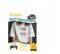 Rnigra 6PCS Heat Transfer Paper A4, Premium Inkjet Transfer Paper on T-Shirt for Light Fabrics, Iron on Printer Paper, Iron on Transfer Paper White Clothes, Textiles, Clothes