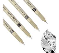 Rnigra Black Fineliner Pens 4PCS, Micron Pens 0.25mm, Fine Liner Pens Black, for Art Sketching, Anime, Manga, Scrapbooking, Technical Drawing, Illustration