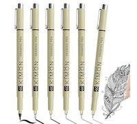 Rnigra Black Fineliner Pens 6PCS, Micron Pens, Fine Liner Pens Black, for Art Sketching, Anime, Manga, Scrapbooking, Technical Drawing, Illustration(0.2mm, 0.25mm, 0.35mm, 0.45mm 0.5mm, Brush Pens)