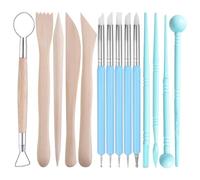 Rnigra Clay Tools Set, Polymer Clay Tools, Wooden Modeling Clay Sculpting Tools, Pottery Tools Kit for DIY Art Crafts(14 PCS)