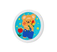 Rnigra Diamond Art Kit, Diamond Painting with Frame, The Bear with The Roses Diamond Art Kits, Diamond Decorative Painting, Resin Round Diamond, 30% More Diamonds, 16.5X16.5cm,