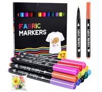 Rnigra Fabric Pens Permanent for Clothes 12pcs, Permanent Fabric Markers, laundry marker pens permanent for Clothes, for Diy Painting on T-Shirts, Canvas Handbags, Pillowcases, Cushions, Shoes, etc.
