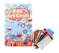 Rnigra Foil Art Kit for Kids Age 4-6-8-10, with 80 Sparkling Foil, Gift for Girls, Crafts for Kids, Fun Art Supplies for DIY Creative, Travel Toy, Birthday Party