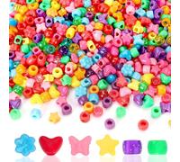 Rnigra Hair Beads for Braids for Kids 600pcs, Pony Beads Shapes for Bracelet, Assorted Heart Flower Star Butterfly, Friendship Bracelet Kitfor Bracelets Necklace Craft Hair Beaded