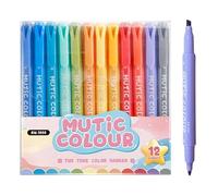 Rnigra Highlighters Pens Set of 12 - Pastel Highlighter Pens with Chisel Tips, Smudge-Proof Water-Based Ink for Sparkling Note-Taking and Journaling