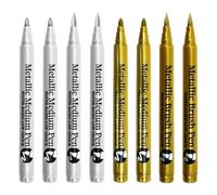 Rnigra Metallic Pens Set, 8 Pack Gold and Silver Pens, Acrylic Paint Pens Metallic for Crafts, Scrapbooking, Rock Painting, Cards, Fabric, Glass, Wood & Ceramic (Thick & Fine Tip)
