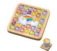 Rnigra Mosaic Kits for Adults, Bamboo Coasters Mosaic Kit, DIY Mosaic Coaster Crafts Supplies, Suitable for Home Decoration, Gift Giving (Square, Rainbow Pattern)