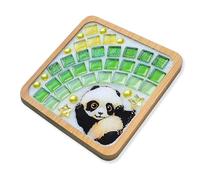 Rnigra Mosaic Kits for Adults, Bamboo Coasters Mosaic Kit, DIY Mosaic Coaster Crafts Supplies, Suitable for Home Decoration, Gift Giving (Square, Panda Pattern)